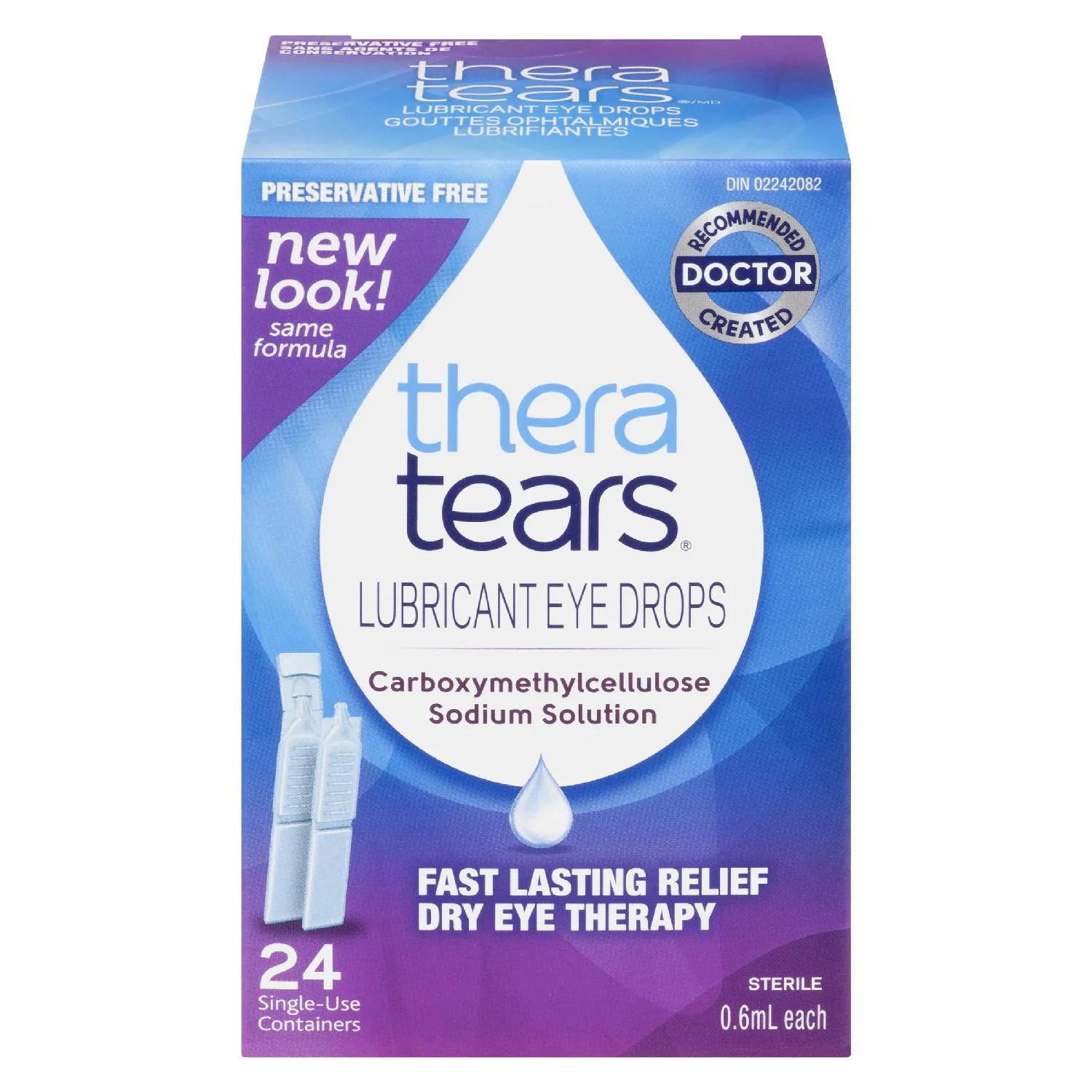 Thera Tears Lubricant Eye Drops - 24 single-use containers x 0.6 ml