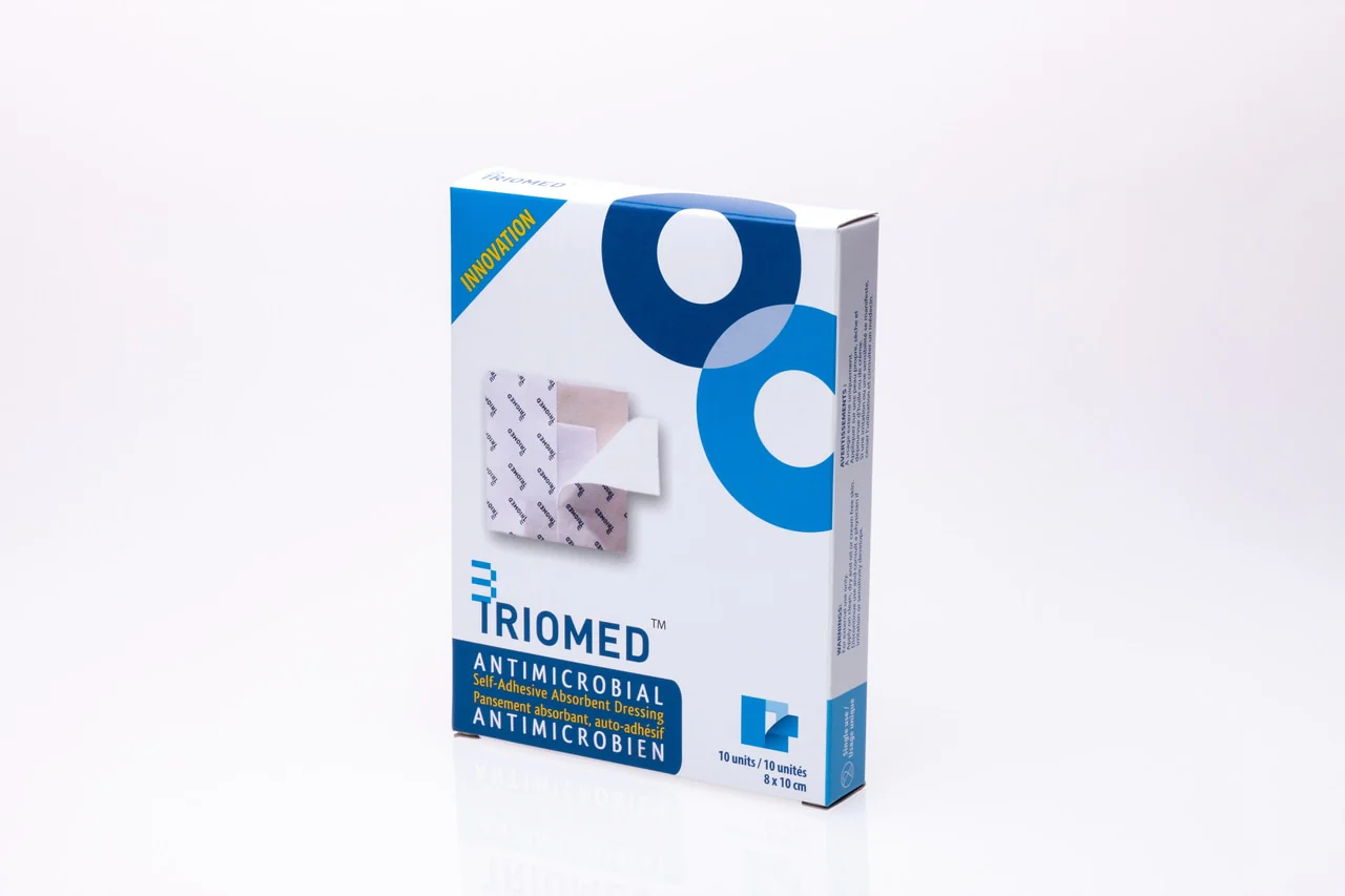 Triomed Antimicrobial Self-Adhesive Absorbent Dressing (8 x 10cm) - 10 dressings
