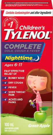 Tylenol Children's Complete Cold, Cough, & Fever Syrup, Nighttime - 100 ml