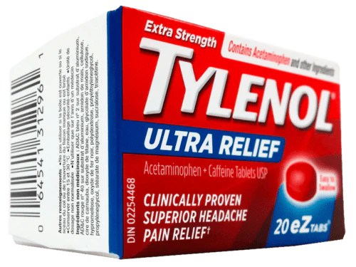 Tylenol Ultra Relief Acetaminophen 500mg plus Caffeine 65mg