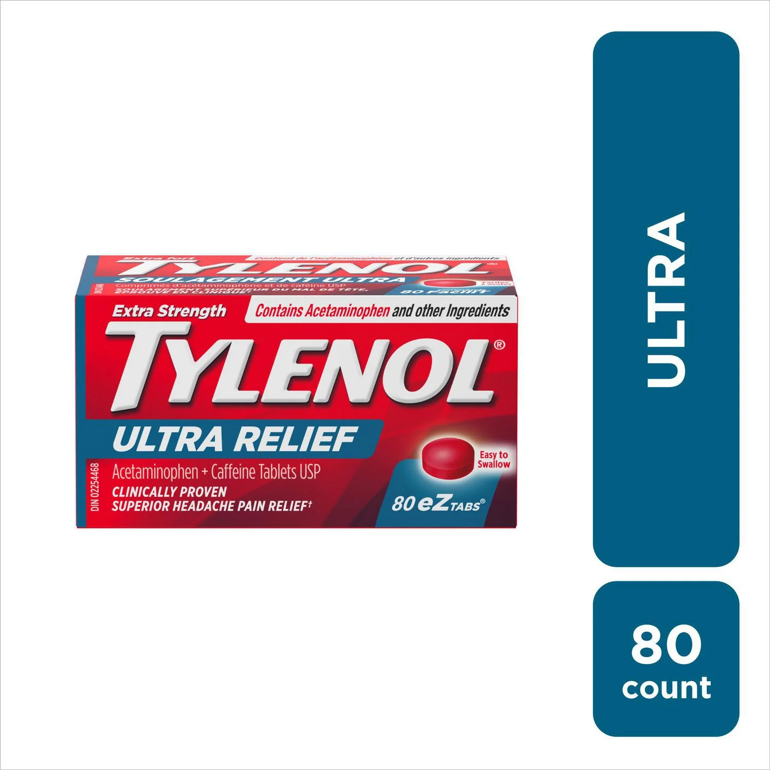 Tylenol Ultra Relief Acetaminophen 500mg plus Caffeine 65mg - Image 2