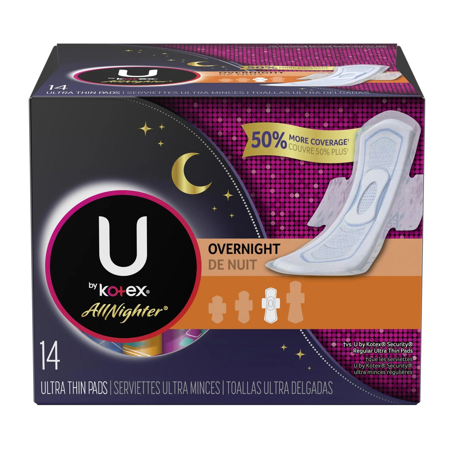 U by Kotex All Nighter Overnight Ultra Thin Pads with Wings