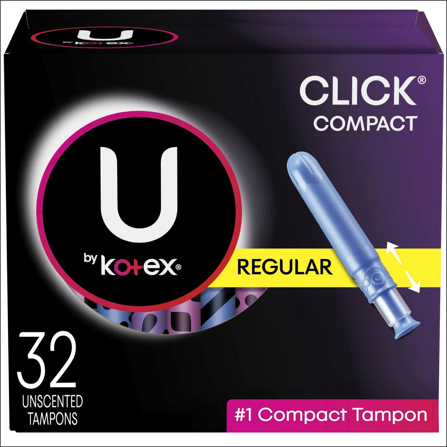U by Kotex Click Compact, Regular Absorbency, Unscented Tampons - Image 2