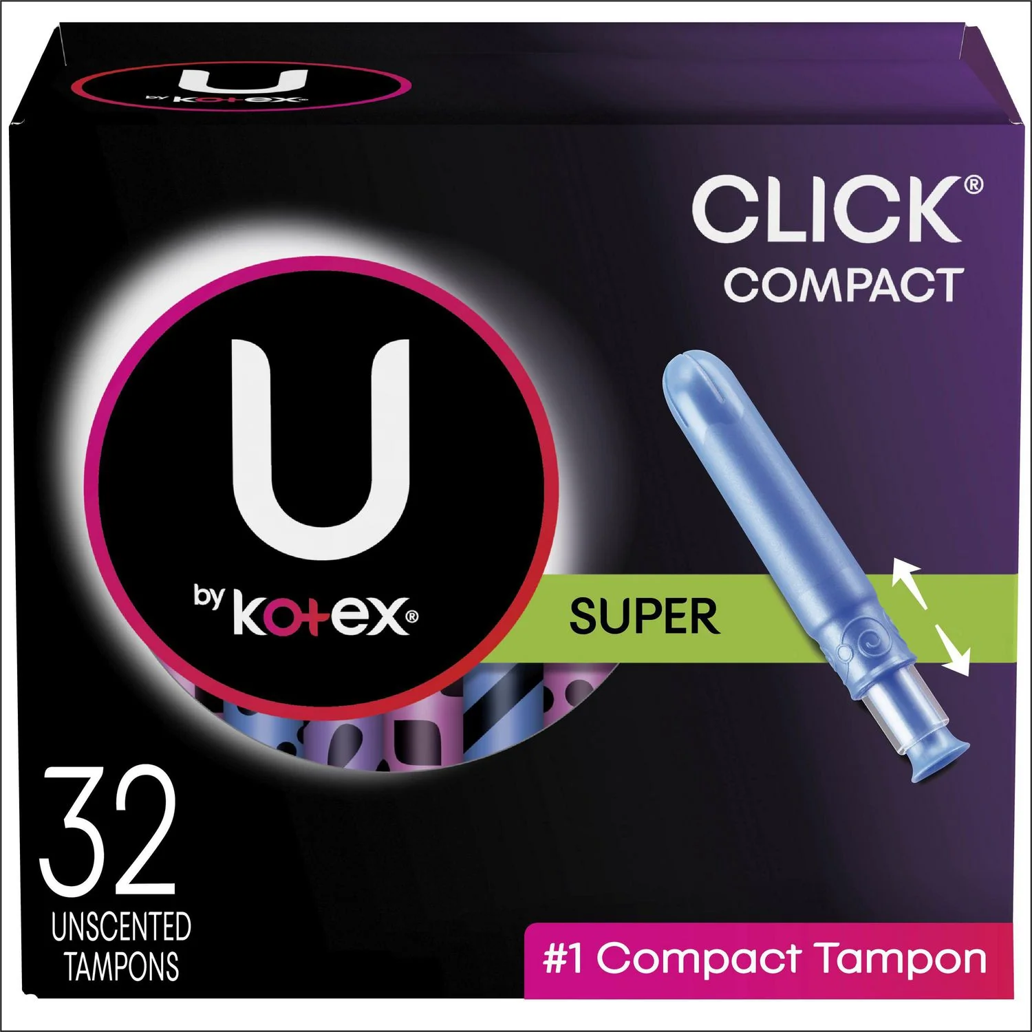 U by Kotex Click Compact, Super Absorbency, Unscented Tampons - Image 2