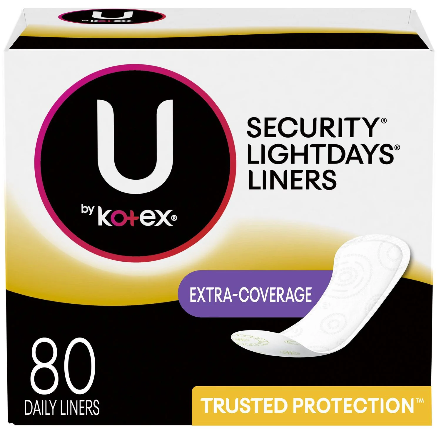 U by Kotex Security Lightdays, Extra Coverage Daily Liners - 80 liners
