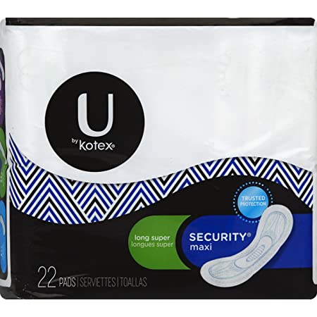U by Kotex Security Maxi, Long Super Pads, Unscented - 22 pads