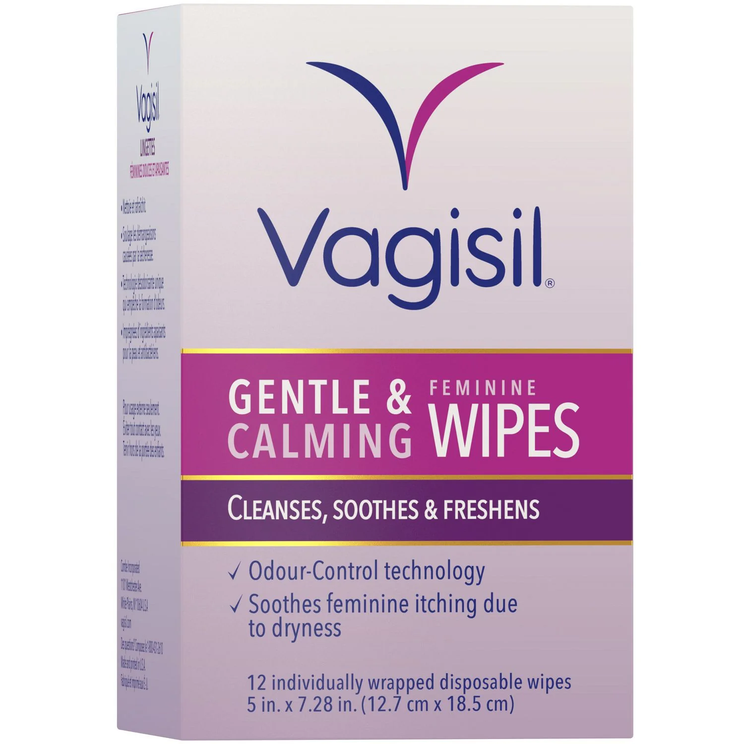 Vagisil Gentle & Calming Feminine Wipes - 12 individually wrapped disposable wipes