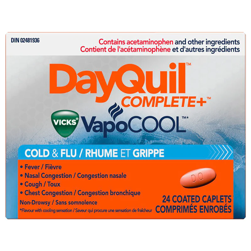 Vicks DayQuil Complete+ VapoCool Cold & Flu - 24 coated caplets
