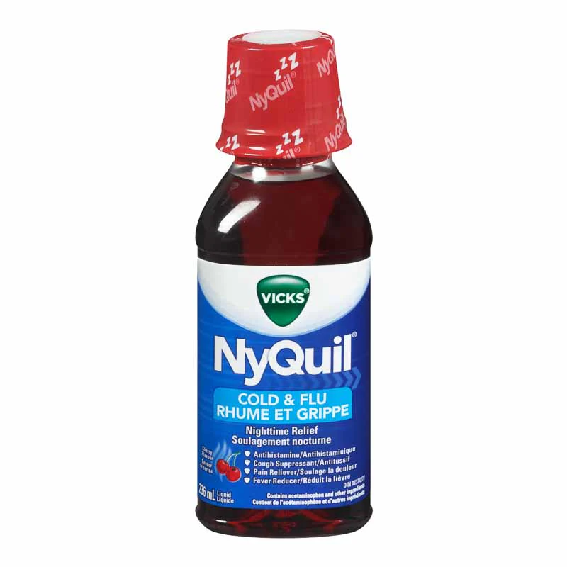 Vicks NyQuil Cold and Flu Liquid, Cherry Flavour
