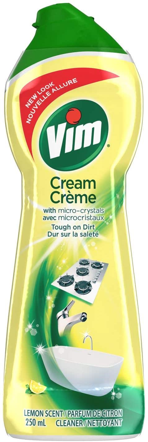 Vim Cream with Micro Crystals Cleaner, Tough on Dirt, Lemon Scent - 250 mL