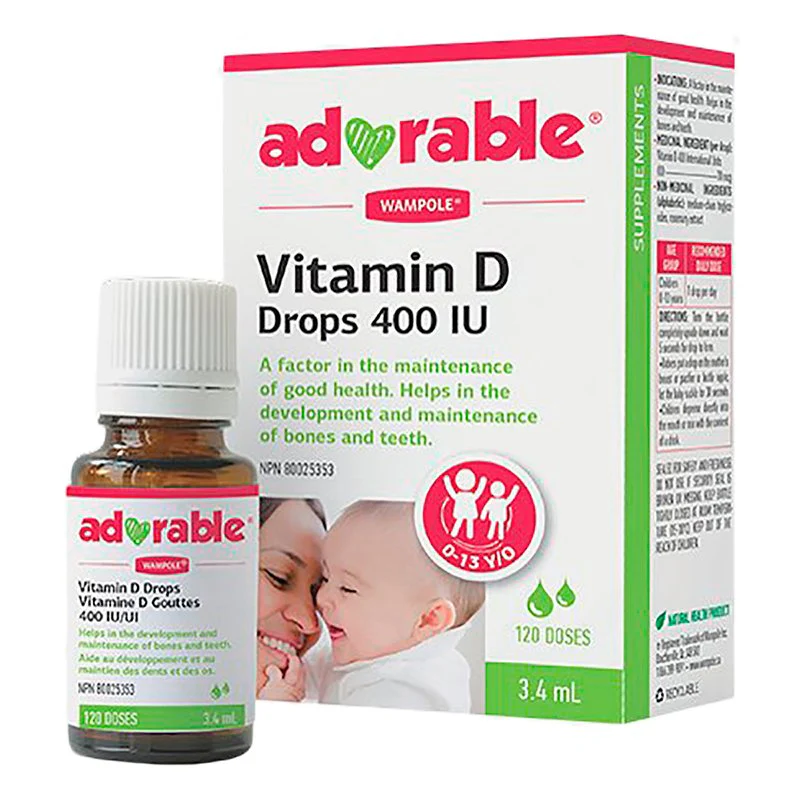 Wampole Adorable Vitamin D Drops 400 IU Liquid - 3.4 ml (120 doses)