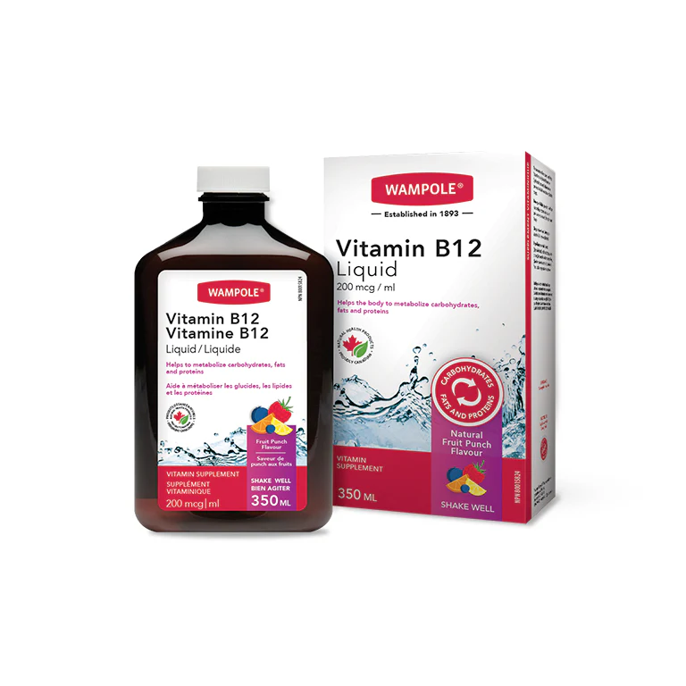 Wampole Vitamin B12 Liquid 200 mcg / ml, Natural Fruit Punch Flavour - 350 ml