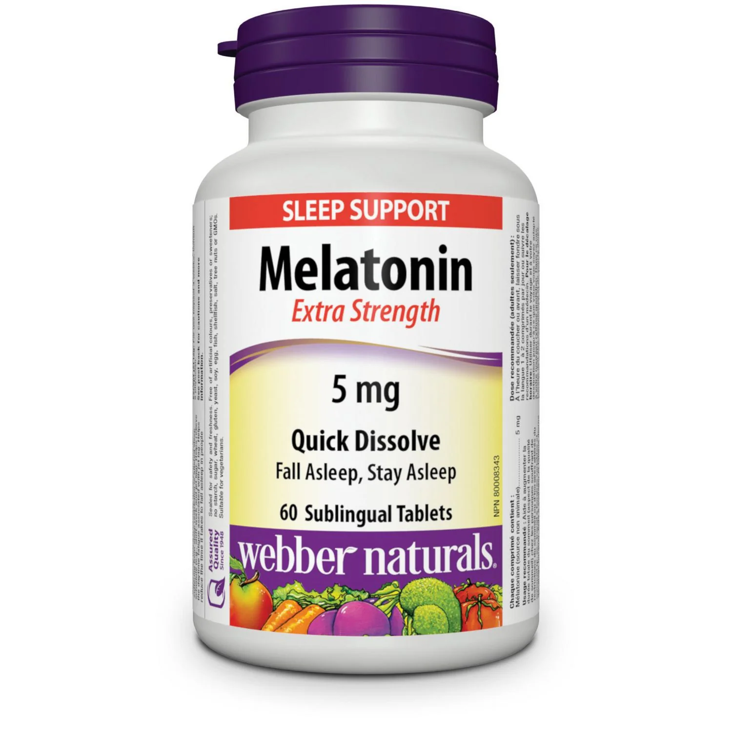Webber Naturals Melatonin Extra Strength 5 mg Quick Dissolve Sublingual Tablets