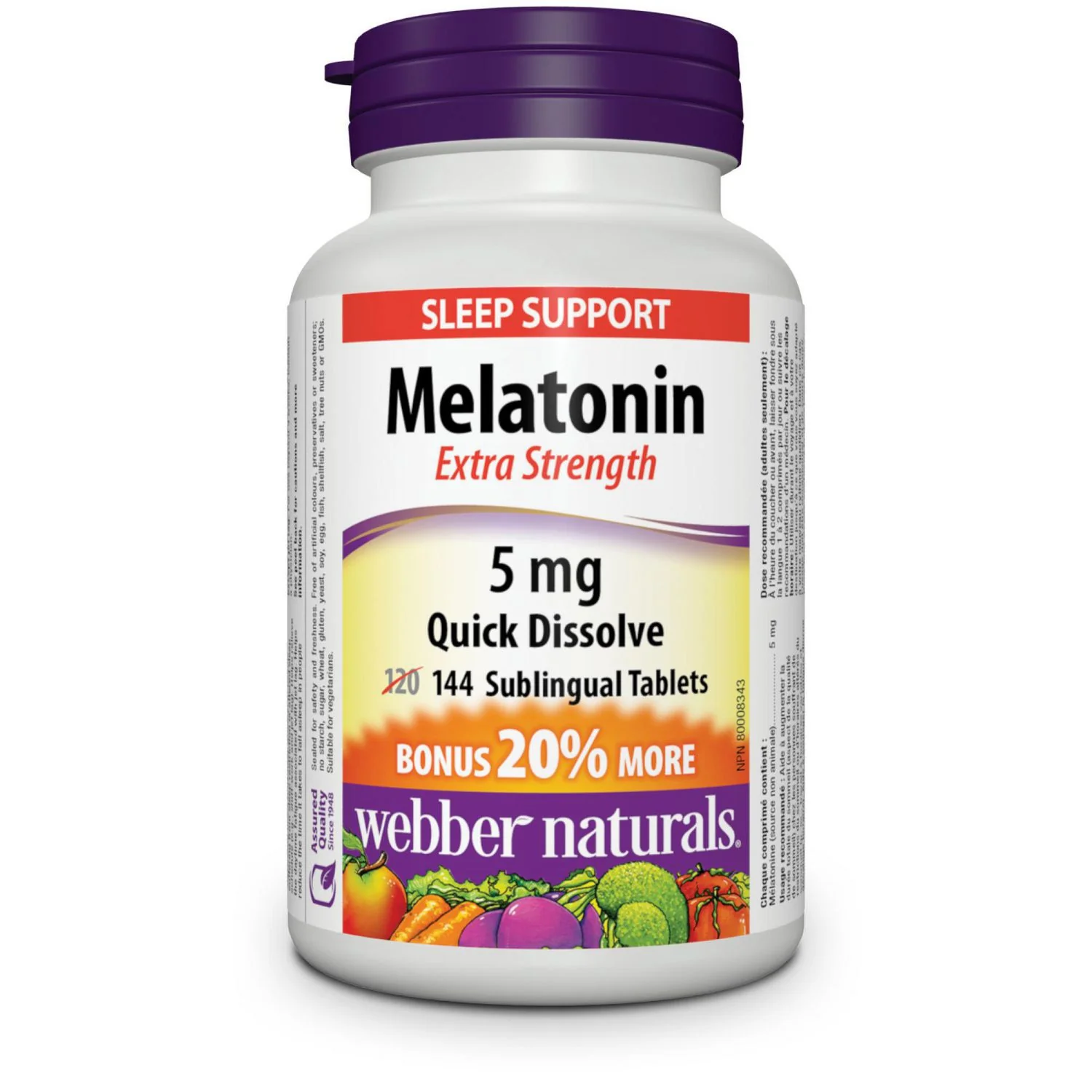Webber Naturals Melatonin Extra Strength 5 mg Quick Dissolve Sublingual Tablets - Image 2