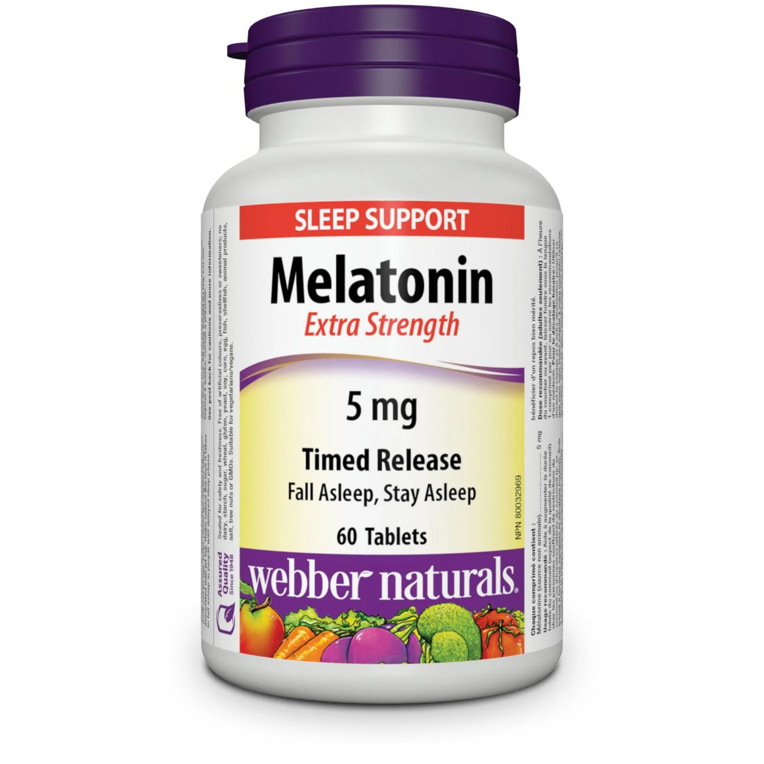 Webber Naturals Melatonin Extra Strength 5 mg Timed Release - 60 tablets