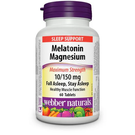 Webber Naturals Melatonin Magnesium Maximum Strength 10/150 mg - 60 tablets