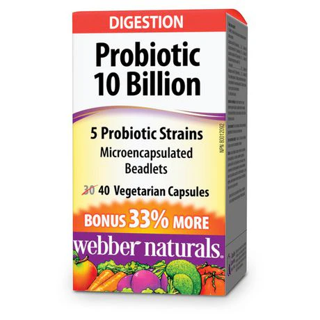 Webber Naturals Probiotic 10 Billion 5 Probiotic Strains - 40 capsules