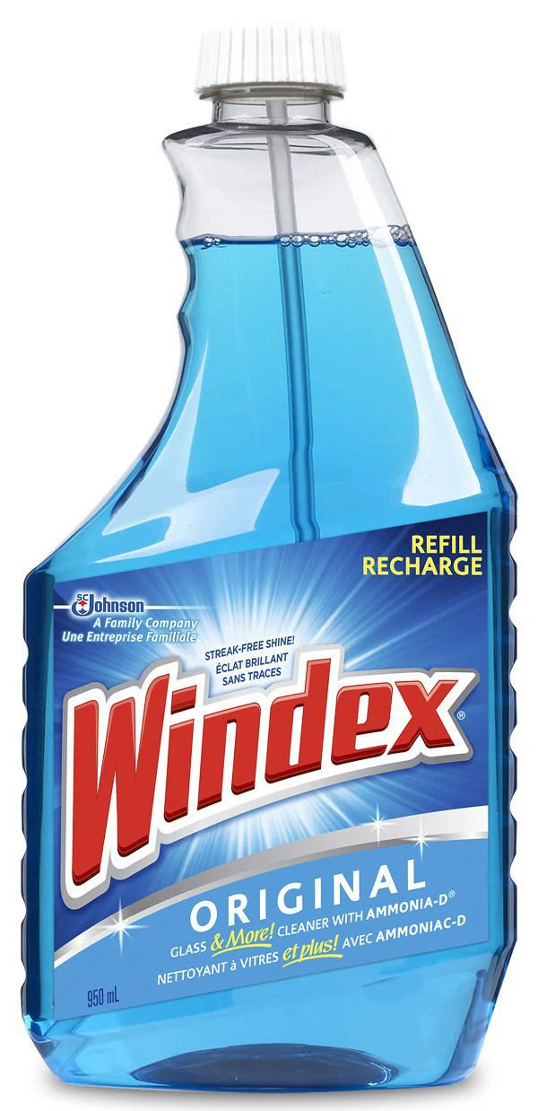 Windex Glass and More Cleaner With Ammonia-D, Refill, Original- 950 mL