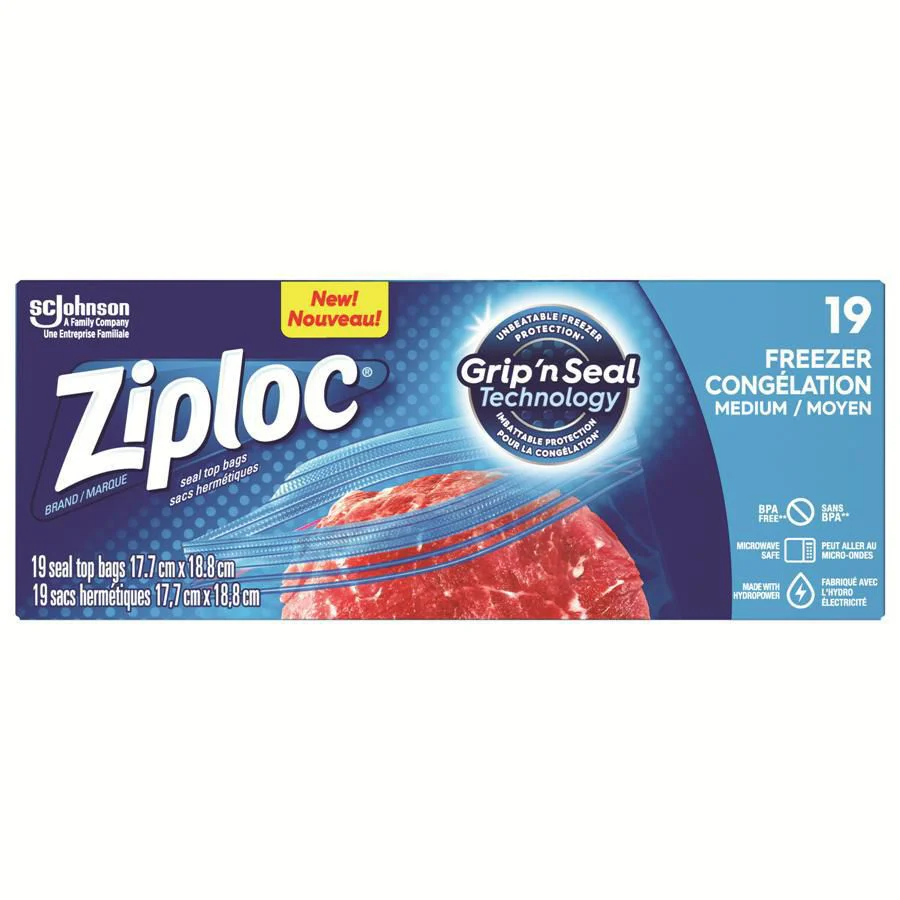 Ziploc Freezer Bags Medium - 19 seal top bags